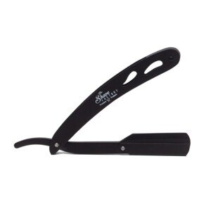The Shave Factory Premium Straight Razor - čierna kovová shavetta, polovičná čepeľ + Derby Extra- žiletky, 5ks