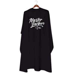 Nishman Master Barbers Black Cape (7051) - čierna pláštenka, na háčik, 150 cm x 160 cm