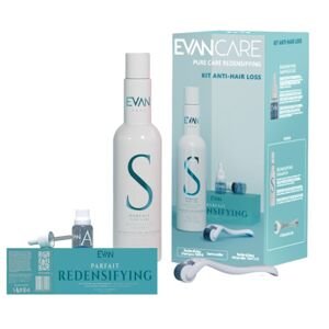 KIT: Evan Redensifiyng Kit - podpora rastu vlasov a regenerácie pokožky - šampón, 500 ml, ampulky, 12x10 ml + Scalp roller