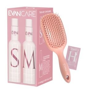KIT: Evan Care Pure Care Color Repair Kit - šampón a maska pre farbené vlasy, 500 ml + kefa na rozčesávanie Evan + vzorky