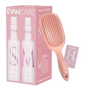 KIT: Evan Care Pure Care Intense (CSP-SOS) Kit - šampón a maska pre poškodené vlasy, 500 ml + kefa na vlasy Evan + vzorky