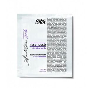 Shot Ambition Tech Reset Decò Bleaching Powder Green Apple - modrý melírovací prášok, bezprašný s vôňou zeleného jablka SACHET: 25 G