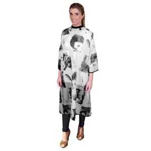 Eurostil 02504/50 Cutting Cape Black&White - pláštenka na strihanie na cvočky, 146 x 125 cm