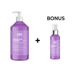 AKCIA: Shot Simply Blond Shampoo - ošetrujúci šampón pre blond vlasy, 1000 ml + šampón/maska 250 ml alebo výživný sprej, 125 ml