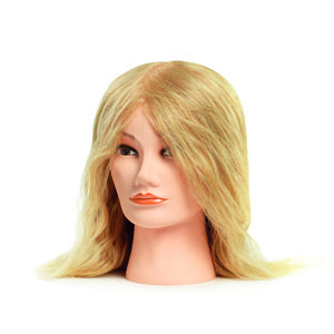 BraveHead 9866 Female Medium Blonde - cvičná hlava, 100% ľudské vlasy, 35 - 40 cm