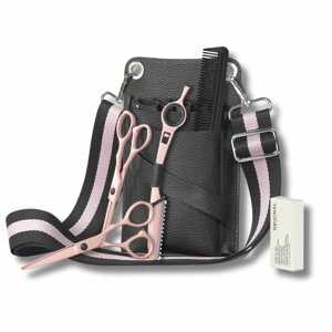 Original Scissor Set MIA Pink w/Pouch 5,5" - set ružových strihacích, efilačných nožníc a zrezávača a hrebeňa v púzdre