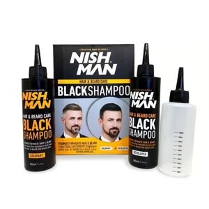 Nishman Hair&Beard Care Black Shampoo - farbiaci šampón, (200 ml farbivo, 200 ml aktivátor + aplikačná fľaša)