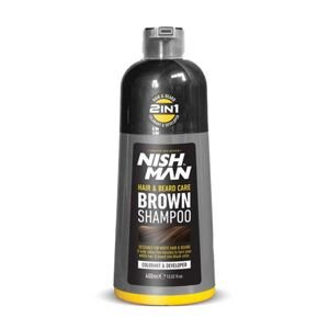 Nishman Brown Shampoo 2IN1 - špeciálny farbiací hnedý šampón pre mužov, 400 ml