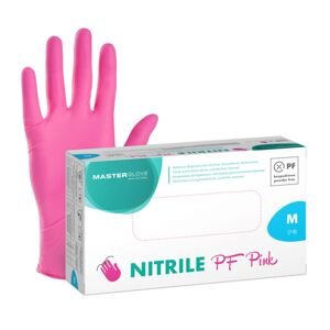 MasterGlove Nitrile PF (Powder-Free) PINK Gloves - jednorázové nitrilové rukavice bezpúdrové ružové, 100 ks M - MEDIUM