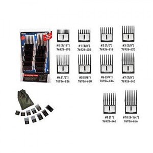 Oster Clipper comb attachments - hrebeňové nádstavce na strihací strojček set 10 ks - č. 0-10 (1/16"-1 1/4")