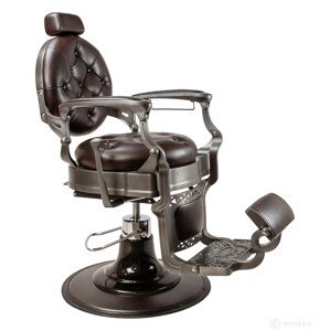 Retro Barber kreslo MONET - lesklé hnedé / čierne