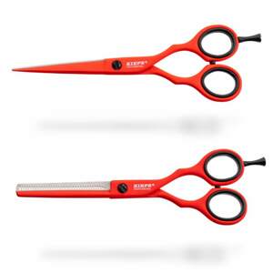 Kiepe Neon Scissor Set - set nožnic na strihanie 5.5" a efilačných nožníc, 5,5" 2480.4 5.5" Red Passion - červené