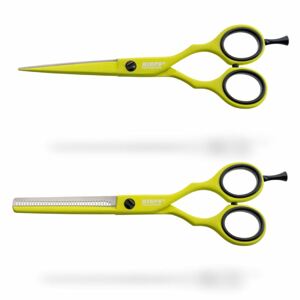 Kiepe Neon Scissor Set - set nožnic na strihanie 5.5" a efilačných nožníc, 5,5" 2480.2 (5.5") Lime - neonové žlté